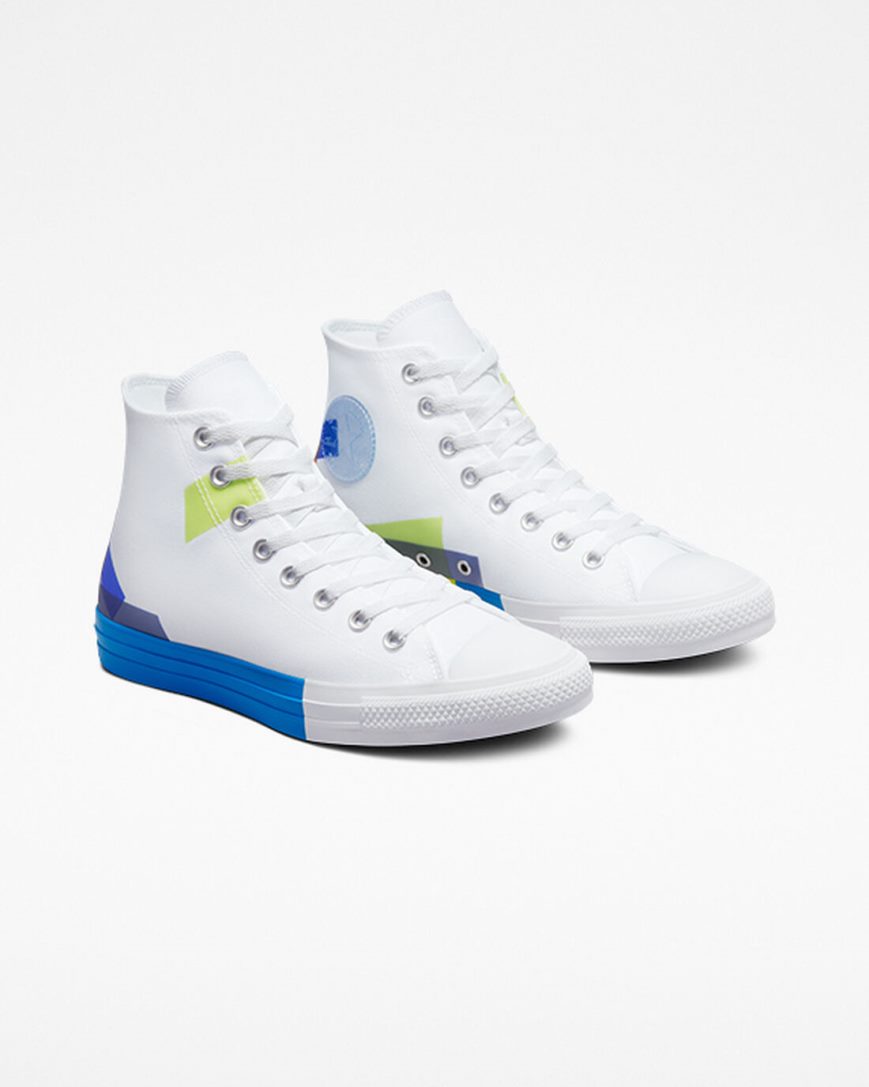Men's Converse Chuck Taylor All Star Space Racer High Top Shoes White / Blue / White | AU 53E69M
